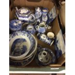 19th/20th cent. Ceramics: Blue and white china, mixed marks including, Davenport, Spode, Wedgwood,