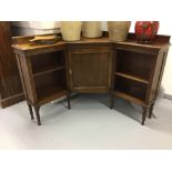 20th cent. Oak corner cupboard, central single door flanked with two open shelved recesses. 60ins. x