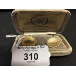 American Marked Gold: Cufflinks, marked XTK. Original retailer's box, T. J. Biesel, Newport, Rhode