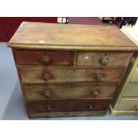 19th cent. Stripped pine 2/3 chest of drawers. 38ins. x 38½ins. x 19ins.