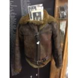 WWII RAF/Air Ministry issue leather flying jacket (size 3), 1941 with sheepskin lining. RAF