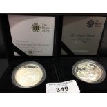 Coins: 2010 £5 silver proof restoration of the Monarchy 2013, The Royal Birth £5.