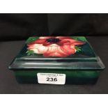 Moorcroft - The Newman Collection: Post 1953 Anemone dressing table box and cover 5ins. x 4ins. 1½