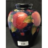 Moorcroft - The Newman Collection: c1930 Pomegranate ovoid vase dark blue ground signed William 6¼