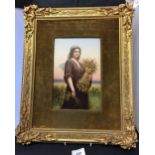 19th cent. German K. P. M. Berlin porcelain plaque, 'Ruth in a Cornfield'. Impressed to reverse 'K.