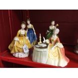 20th cent. Ceramics: Royal Doulton figurines "Melanie" HN2271. 1964, "Meditation" HN2330. 1970, "