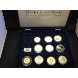 Coins: Silver proof D-Day coins Turks and Caicos x 2, 1994 20 Crowns, Isle of Man Crown 1994 x 3, UK