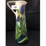 Moorcroft - The Newman Collection: c1996 Blue Iris pattern tall ewer/pitcher. Members club piece,