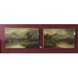 19th cent. British School: Oil on canvas Anglers in highland landscape, indistinct signature in