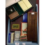 Toys and Games: Compendium of Cribbage and Dominoes (boxed), Monopoly set with card cars, rocking