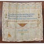 Needlework: 19th cent. Sampler with alphabet numbers, notations, etc. worked by Mary Case in