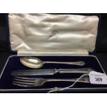Hallmarked Silver: Christening set comprising knife, fork & spoon. Mappin & Webb Sheffield marks.