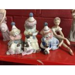 20th cent. Lladro: Figures, 5277 'Clown with Dog on Legs', 5278 'Clown with Dog Sitting', 5279 '