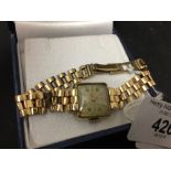 Hallmarked Gold: Rolex Tudor Royal ladies wristwatch. 9ct case and bracelet. Presentation notation