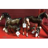 Royal Doulton Horses: DA 43 'Shire Mare', DA 77 'Foal', DA 78 'Foal'. Beswick Horses: No. 710 '