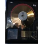 Music: John Lennon Imagine "Limited" Edition Collectors Series Gold Disc. Framed and glazed.