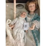 20th cent. Collectors Dolls: Christening Day, Moments Most Dear, Danbury Mint Mother and Baby on