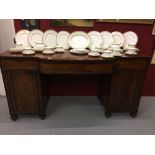 19th cent. Mahogany twin pedestal sideboard with wine cooler 3 drawers rising off squat turned