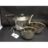 Hallmarked Silver: Tea service, tea for one with teapot, sugar bowl, milk jug. Birmingham 1901, J.