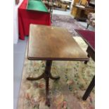 19th cent. Oak tilt top table, turned column, splayed supports. 28ins. x 19½ins. x 31½ins.