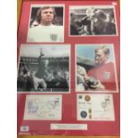 Football: 1966 England World Cup presentation with signatures for the team including Bobby Moore.