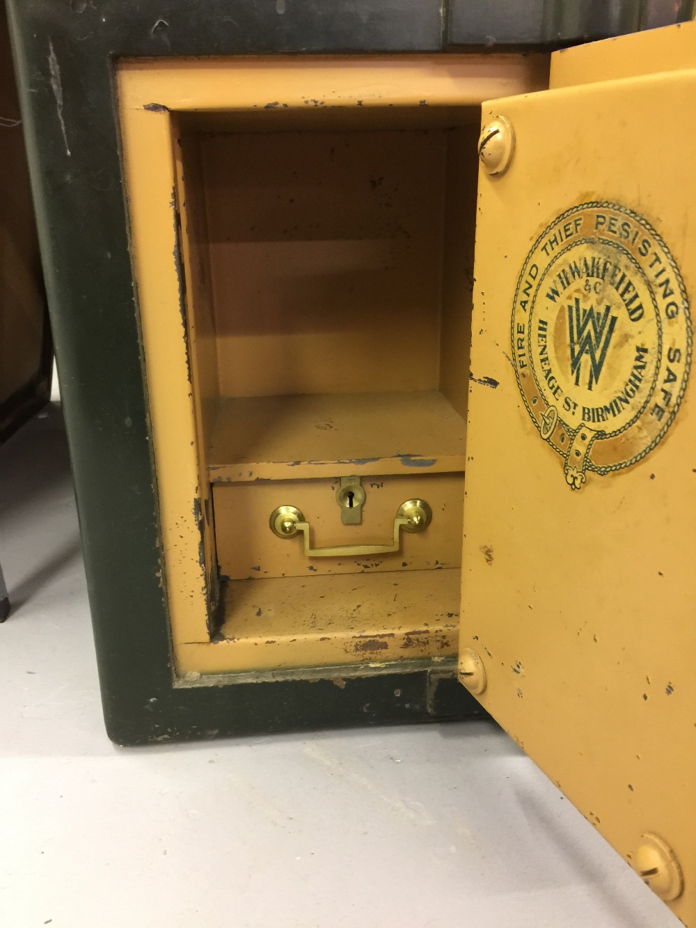 20th cent. Iron safe Wakefield and Co. 15ins. x 20ins. x 16ins. With handle. - Image 2 of 2