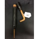 Early 20th cent. Sewing Requisites: Treen needle case shaped as an umbrella 12¼ins. long.