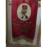 Football: 1966 World Cup Willy Mann Pennant. Famed and glazed.