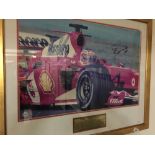 Formula One: Rubens Barrichello 2004 Ferrari signed photograph. Framed and glazed. 24ins. x 16ins.