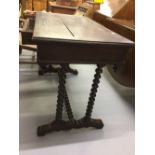 19th cent. Oak writing table, bobbin turned stretchers & supports with single drawer. 40ins. x 30½