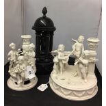 20th cent. Italian Parian Ware: Figures of cherubs playing musical instruments plus one of three