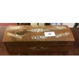 Early 20th cent. Hardwood glove box, mother of pearl inlay linen lined.