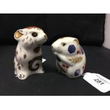 Crown Derby: Imari paperweights Felicity The Field Mouse & Harvest Mouse.