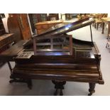 19th cent. Rosewood Boudoir Grand piano by John Broadwood & Sons, London. 'TS122' (lid) and '122'