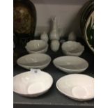 20th cent. Ceramics: Coalport Countryware, avocado set, dishes, sauce dishes, condiment, and vinegar