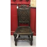 18th cent. Hall chair fleur-de-lis cresting rail and back turned supports.