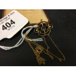 Gold Jewellery: 15ct. Pearl and aqua marine pendent and chain 3½gms.