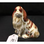 Crown Derby: Imari paperweight King Charles Spaniel MMIII, boxed.