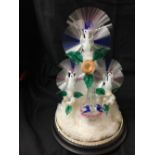 19th/early 20th cent. Ravenshead spun and blown glass Diorama of exotic birds, contained under