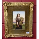 19th cent. German K. P. M. Berlin porcelain plaque, 'Ruth in a Cornfield'. Impressed to reverse 'K.