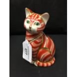 Crown Derby: Imari paperweight Ginger Cat LV.