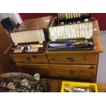 20th cent. Pine 2/4 chest of drawers, on a plinth.