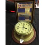 Clocks: British India Steam Navigation Company, brass bulk head wall clock dial 9ins. diam.