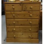 20th cent. Pine chest of drawers, 2 short over 4 long drawers. 35ins. x 43ins. x 18½ins.