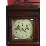 19th cent. Mahogany long case clock 8 day bell strike, painted 2nd hand and date John Callcott of