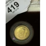 Gold Coins: Proof Brittania 1/10 pound 1990 with presentation box.