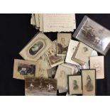 Photos & Postcards: 19th cent. Family photos, card de viste, greeting cards, family letters, silk