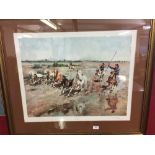 Prints C1973: Terence Cuneo "Carmargue Round-up", signed in pencil lower right. Framed and glazed