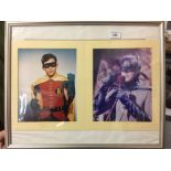 Autographs: Signed Adam West Batman photograph with unsigned Robin. Framed and glazed.