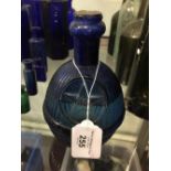 19th cent. Glassware: Hardens Hand Grenade Fire Extinguisher, blue ribbed, impressed details & '